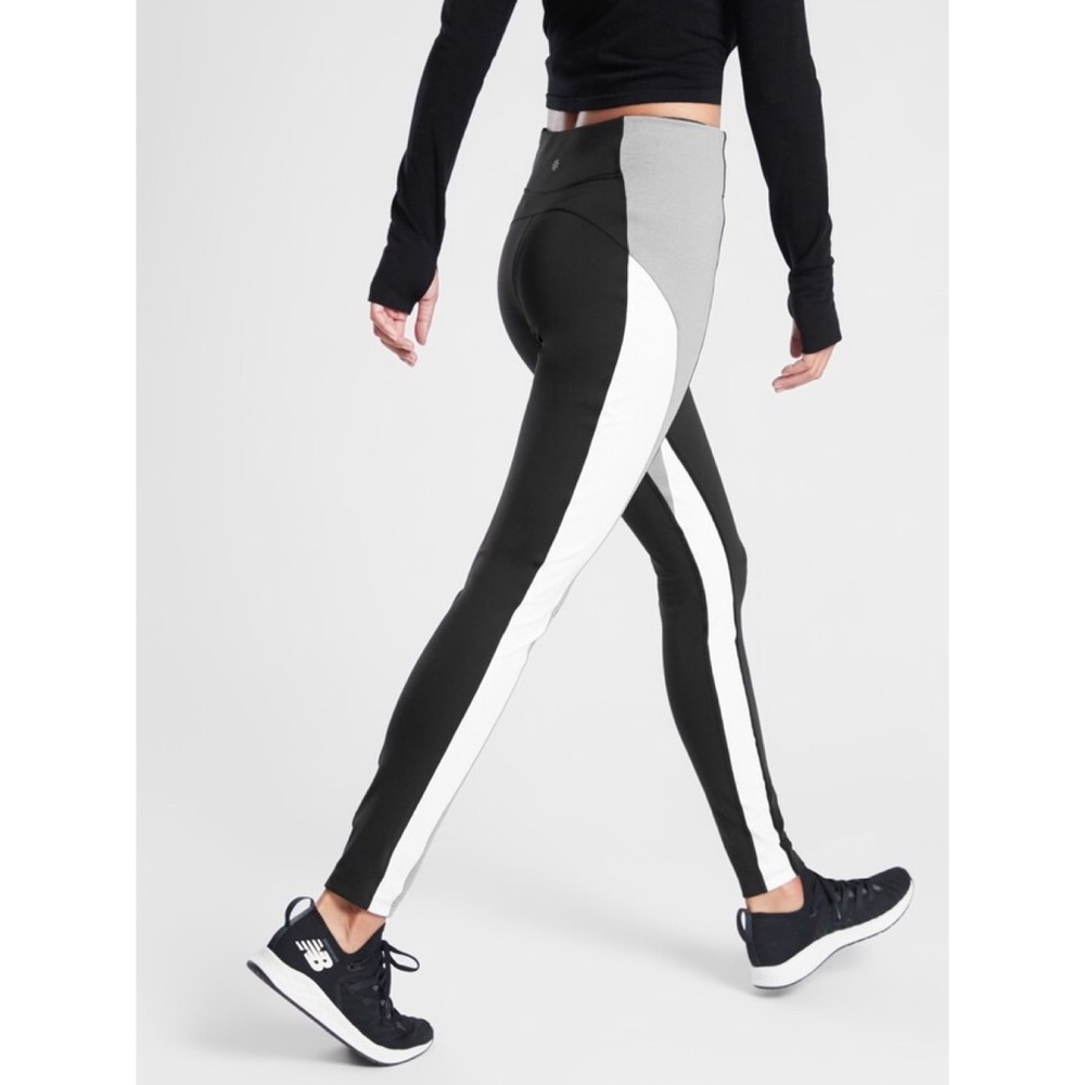 Athleta Crest Colorblock Tight Leggings Gray Black